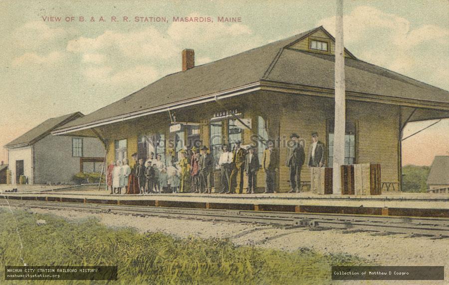 Postcard: View of Bangor & Aroostook Railroad Station, Masardis, Maine